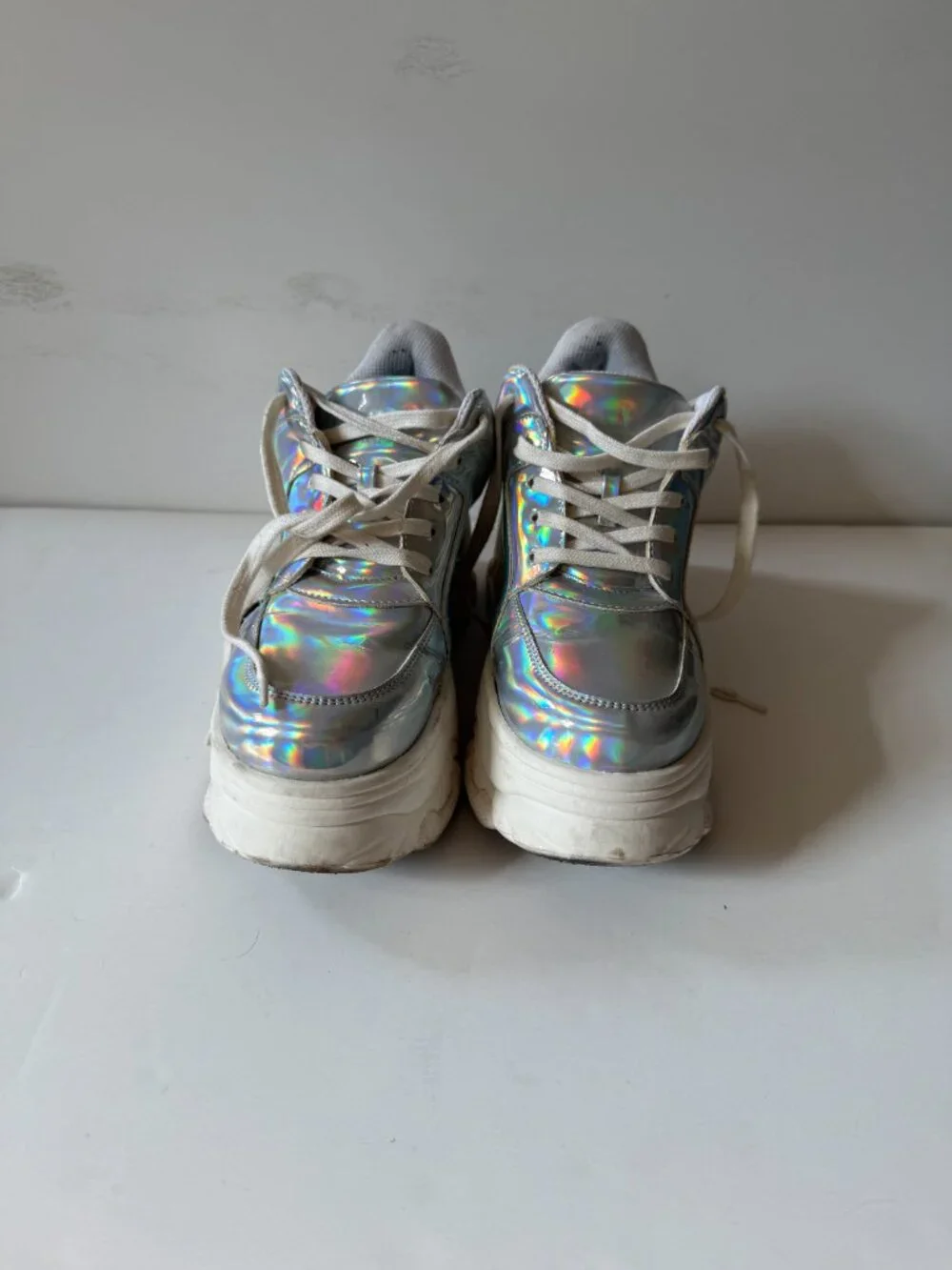 Forever 21 Hologram Iridescent Silver Platform Sneakers - Picture 5 of 5